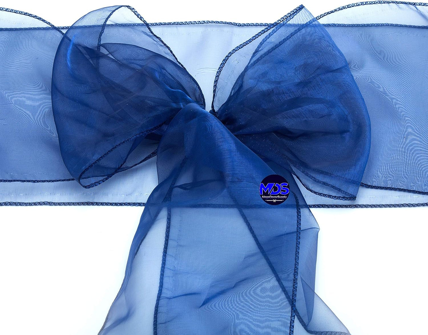 MDS Pack of 25 PCS Organza Chair Sashes Wider Dining Chair Bows Ribbon Tie Back for Wedding Party Birthday Bridal Shower Reception Event Banquet Home Chair Cover Decoration - Navy Blue