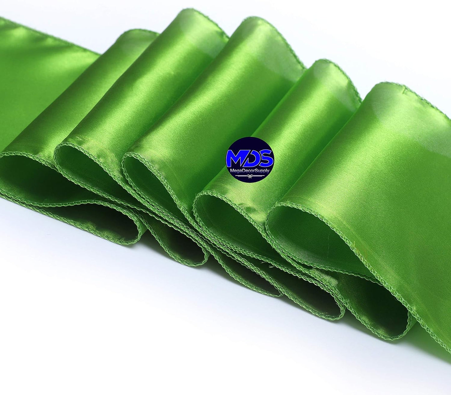 MDS Pack of 75 PCS Satin Chair Sashes Charmeuse Sateen Dining Chair Bows Ribbon Ties Back Sash for Wedding Party Birthday Home Hotel Restaurant Banquet Decoration (7 x 108 Inch, Parrot Green)