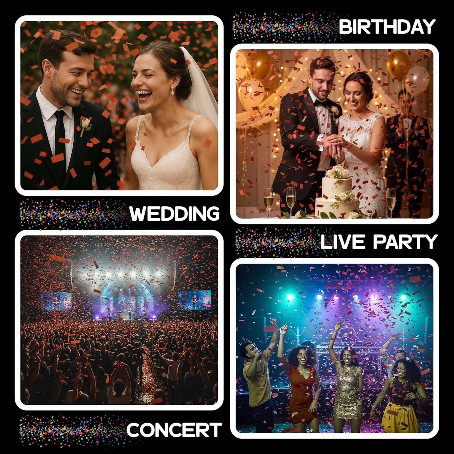 Maroon Biodegradable Confetti - Rectangular Flame-Resistant and Slow-Falling Tissue Paper Confetti for Cannon and Launcher use – Best for Parties Celebrations - 20 lb, 320 oz