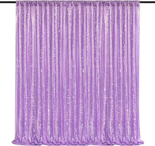 8ft x 8ft Light Purple Sequin Backdrop Curtain Glitter Photo Booth Backdrop for Wedding Birthday Baby Shower Event Decorations