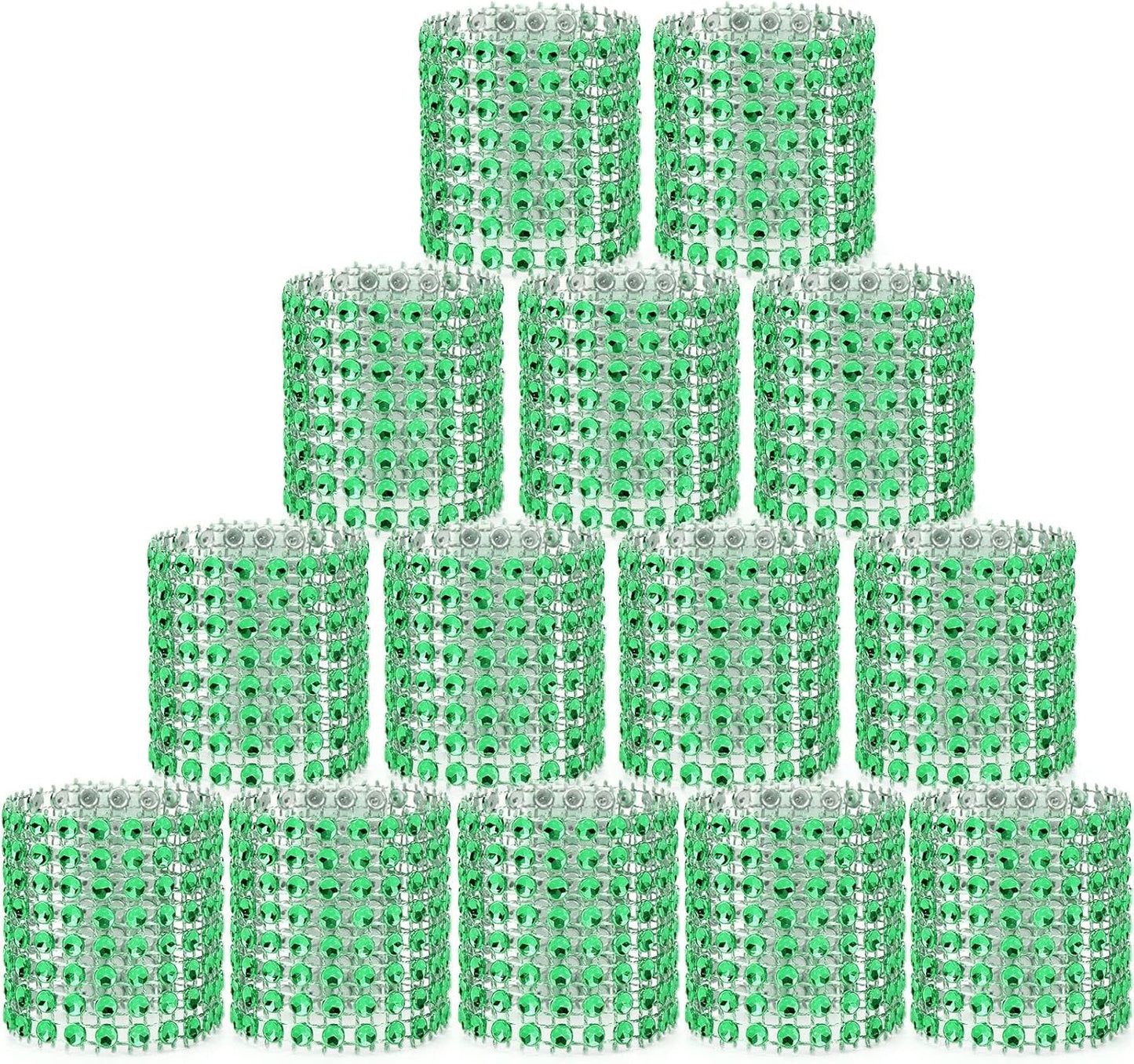 Green Napkin Rings Bulk Set of 150pcs,Wedding Rhinestone Crystal Diamond Napkin Rings Adornment for Wedding Reception, Dinner, Place Settings, Holiday Parties or DIY Decoration (150,Green)