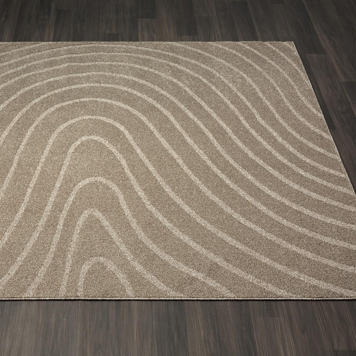 LUXE WEAVERS Modern Geometric Wave Taupe 6x9 Area Rug