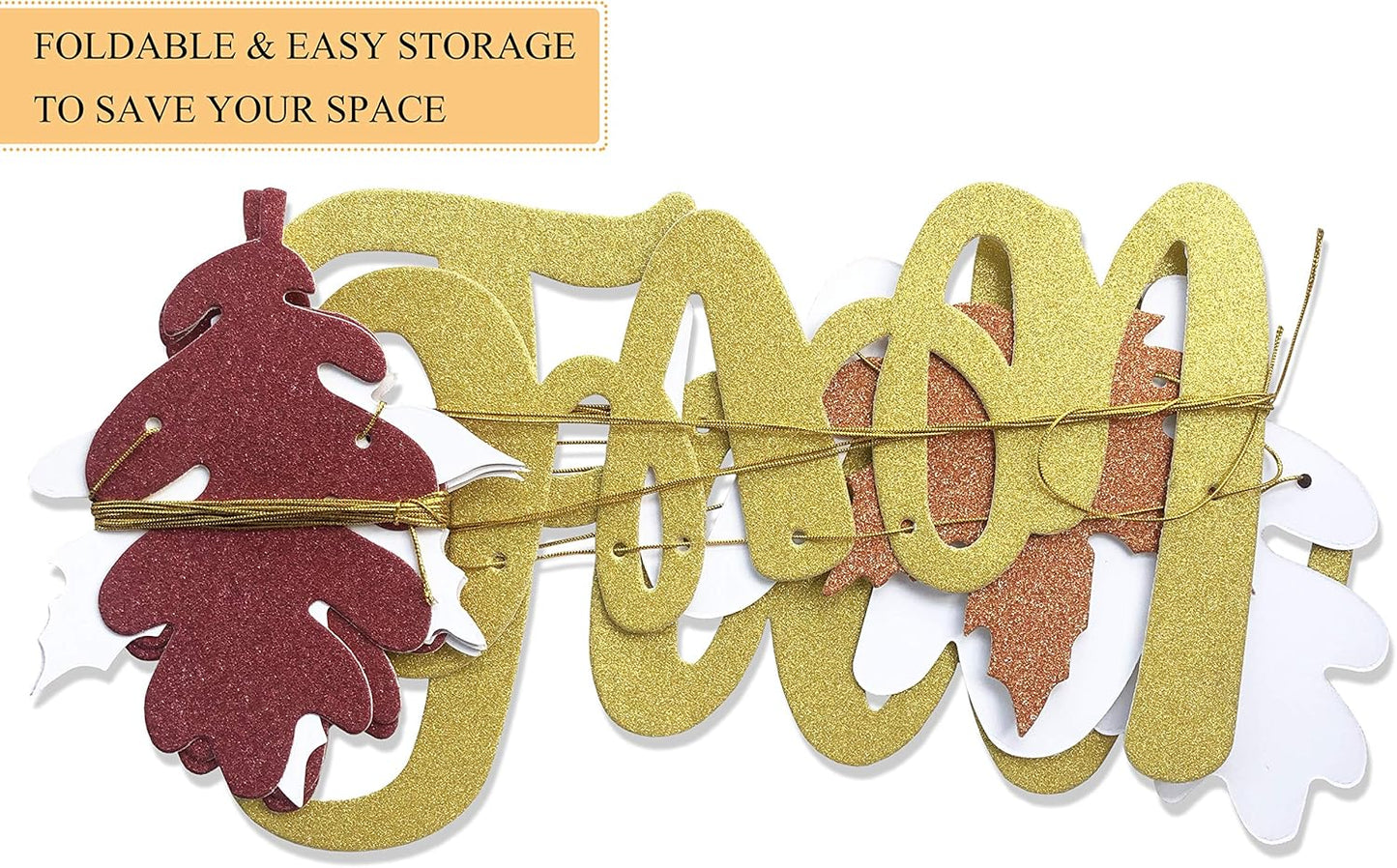 Uniwish Pre-Strung Fall in Love Banner Gold Glittery Garland Thanksgiving Fall Autumn Theme Wedding Bridal Shower Engagement Party Decorations