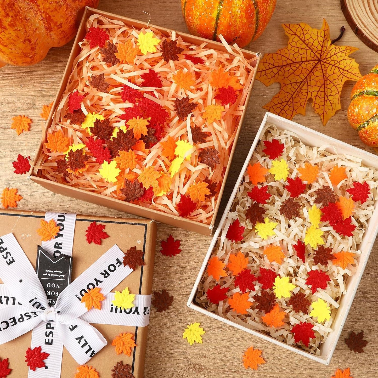 MARFOREVER Fall Felt Maple Leaf Confetti, 500Pcs Thanksgiving Leaves Confetti Decorations Mixed Fall Colors Table Scatter Centerpiece for Fall Art Crafts Supplies Thanksgiving Party Accessories
