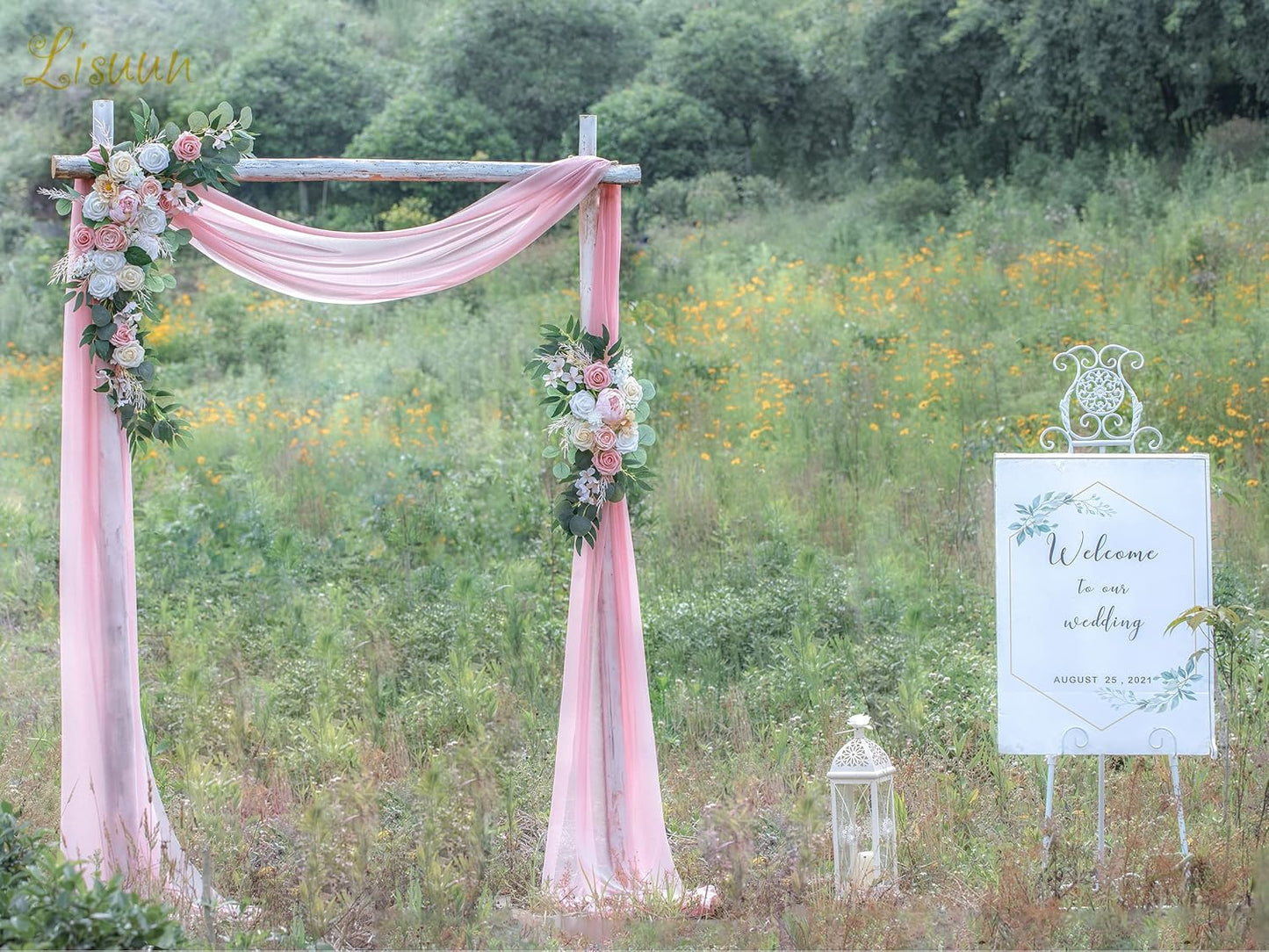 Wedding Arch Flowers, Artificial Flowers for Decoration, Large Flower Swag for Boho Styles Wedding Ceremony Floral Decor - Pack of 2