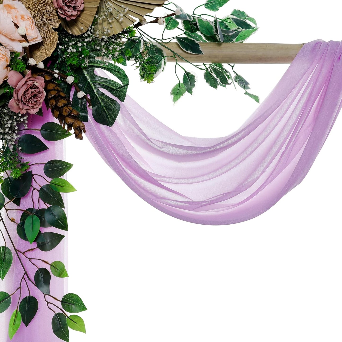 VDS Pack of 1 Panel (30 Inch X 50 Feet) Wedding Arch Draping Fabric Sheer Chiffon Fabric Drapery for Wedding Ceremony Reception Swag Backdrop Canopy Chuppah ARBO Altars Decoration (Orchid)