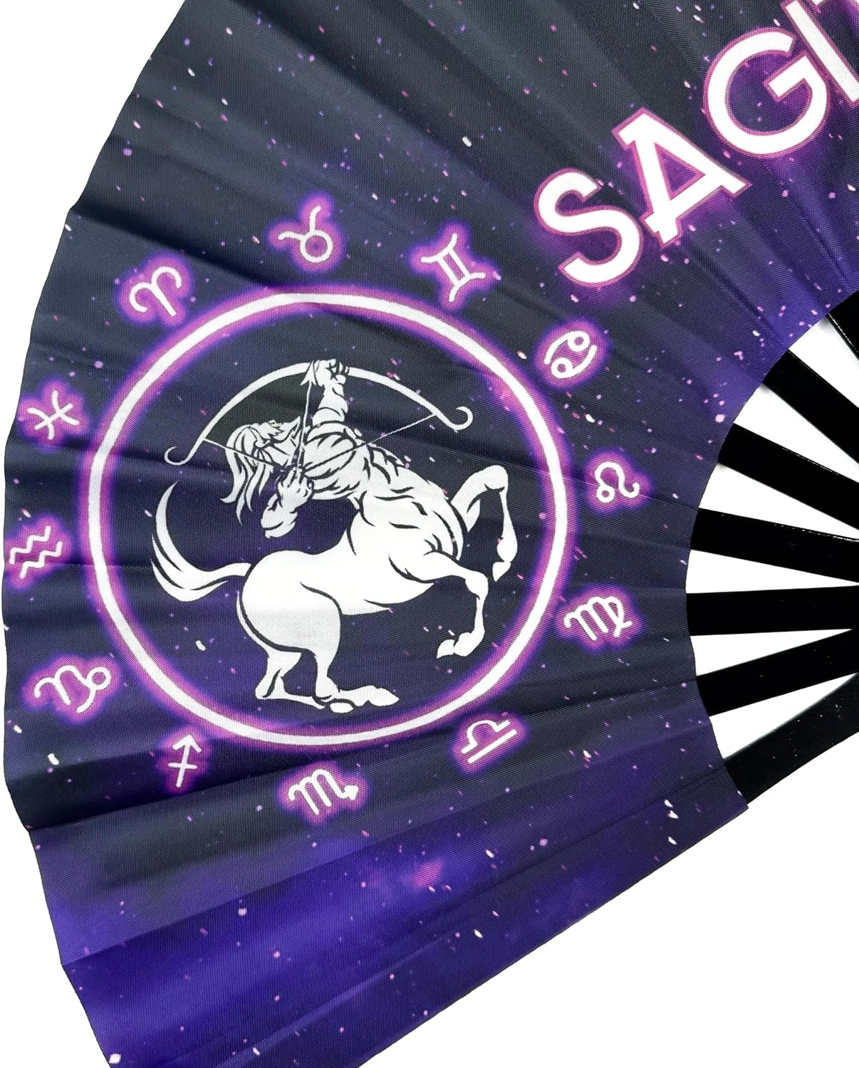 DeFlare | Cosmic Zodiac Rave Fan | Zodiac Sign Hand Fan | Astrology Rave Fan | Hand Fan | Large Rave Fan | Large Clacking Fan