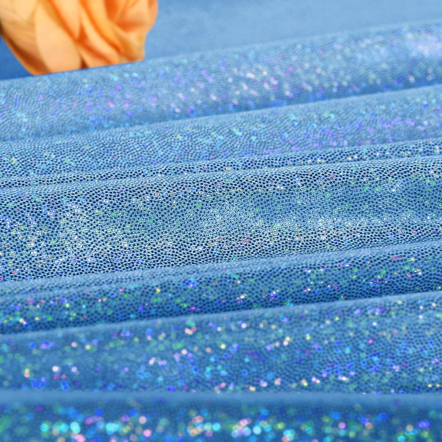 Fitable Blue Sequin Tablecloth for Parties 60 Inch Round - Sparkle Glitter Laser Round Overlay for Wedding Baby Shower Holiday Banquet, Best for 24-48inch Diameter Round Table