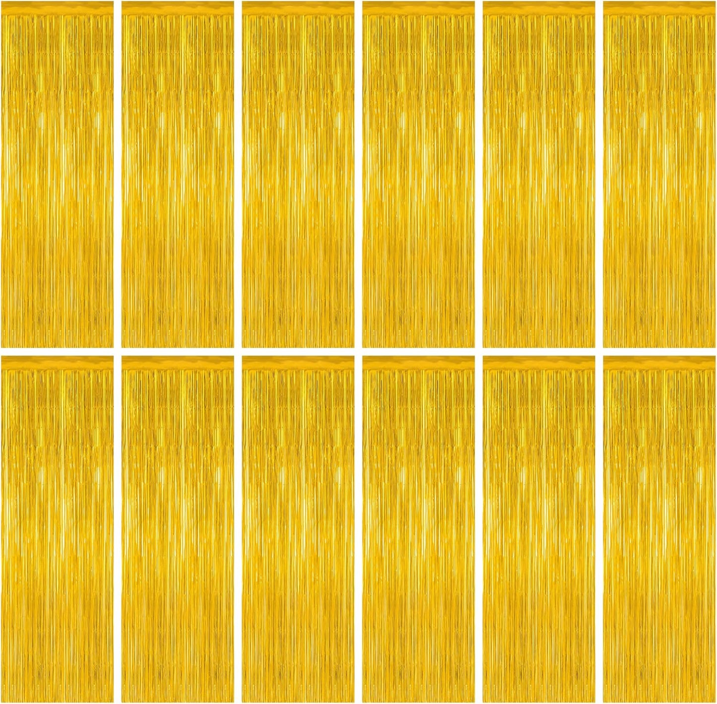 12 Pack 2025 Graduation Decorations, 3.28 FT x 7.05 FT Gold Backdrop Curtains, Metallic Class of 2025 Backdrop Fringe Curtains Foil Streamer, Gold Grad Decorations 2025 Party Supplies