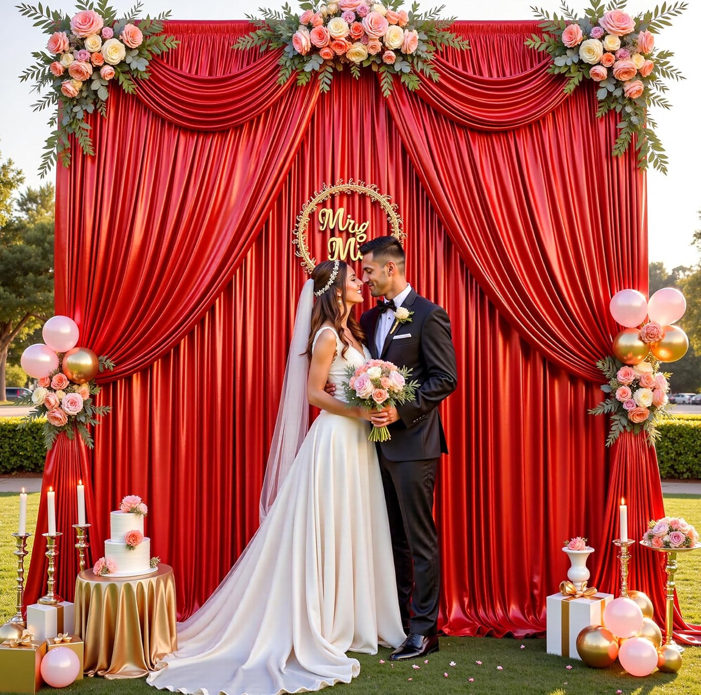 20ftx10ft Red Sequin Backdrop Curtain for Parties, Wrinkle Free Thick Glitter Sparkle Photo Backdrop Drapes 4 Panels 5x10FT Shimmer Back Drop Cloth for Wedding Birthday Photography Background