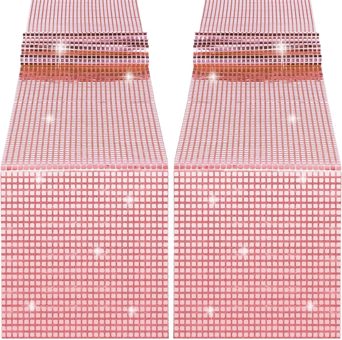 Durony 2 Pack Disco Table Runner 11 x 108 Inch Mirror Rose Gold Glitter Foil With Sparkle Sequin for Bachelorette, 70s, Cowgirl Party Decorations