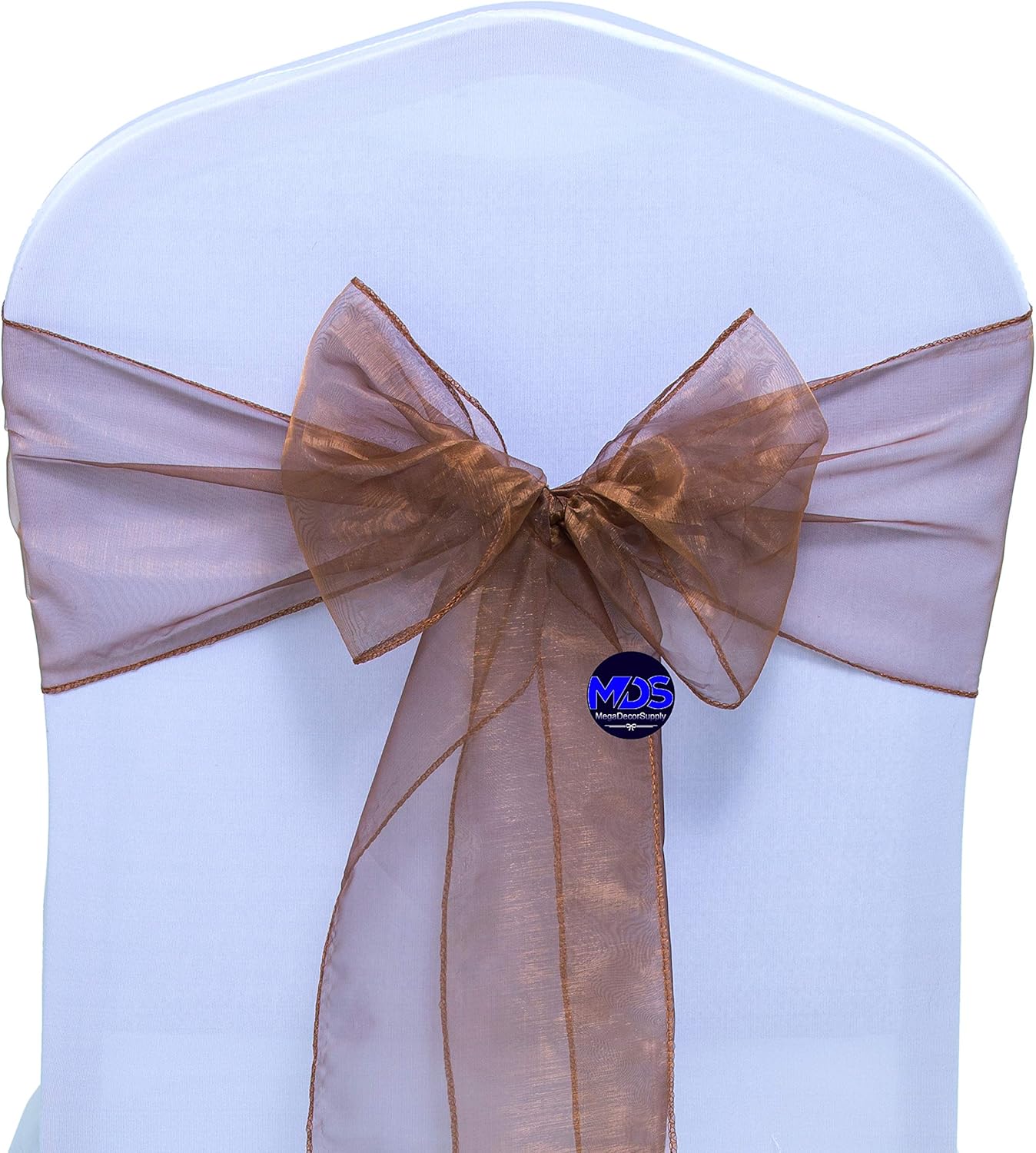 MDS Pack of 125 PCS Organza Chair Sashes Wider Dining Chair Bows Ribbon Tie Back for Wedding Party Birthday Bridal Shower Reception Event Banquet Home Chair Cover Decoration - Coffee