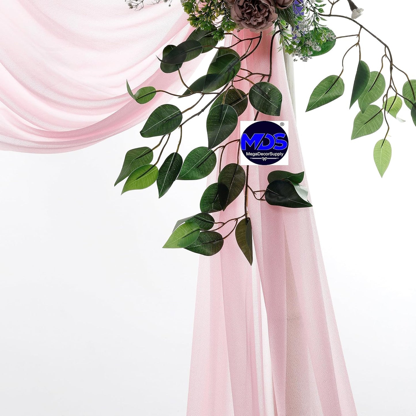 MDS Halloween Chiffon Draping Fabric - 2 Panel, 30" Wide x 100ft Long - Sheer Spooky Arbor & Canopy Drapery for Haunted House Backdrops, Party Ceilings, DIY Costumes & Themed Events - Blush Pink