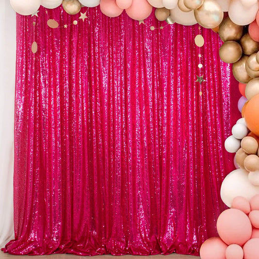 ShiDianYi Hot Pink Sequin Backdrop 6FTX8FT - Rod Pocket Photography Background for Birthday Party Wedding Baby Shower Photo Booth Decor