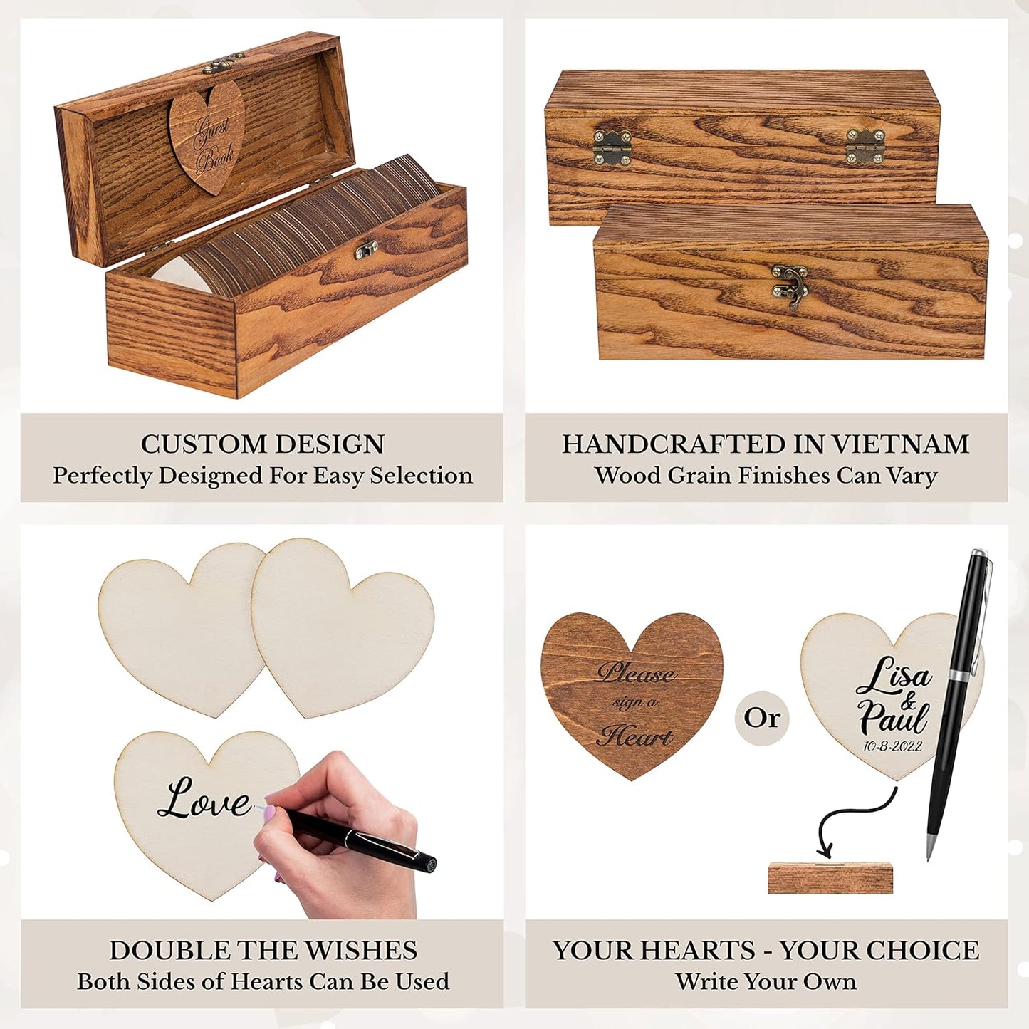 Jecor Wedding Guest Book Alternative with Sign - Guest Book Wedding Reception - Sign in Guest Book Alternatives - Rustic Wedding Decorations - Wedding Book - 98 Large Hearts & 2 Hearts Signs - Rustic