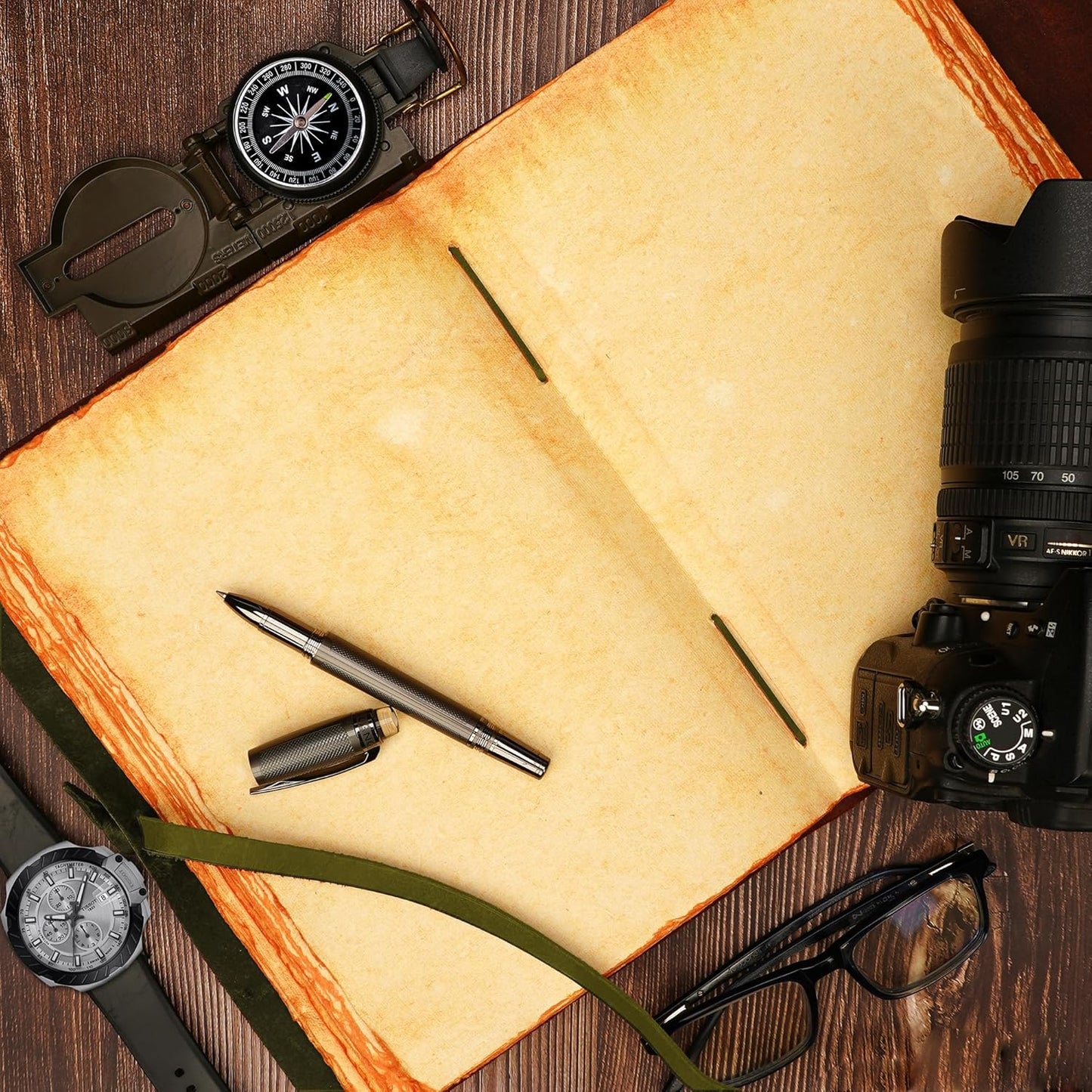 LUXEORIA Tree Of Life Leather Journal for Women and Men, Handcrafted Leather Journal for Writing Womens, Sketchbook, Travel Diary with Unlined Deckle Paper, Mint Green 7x10