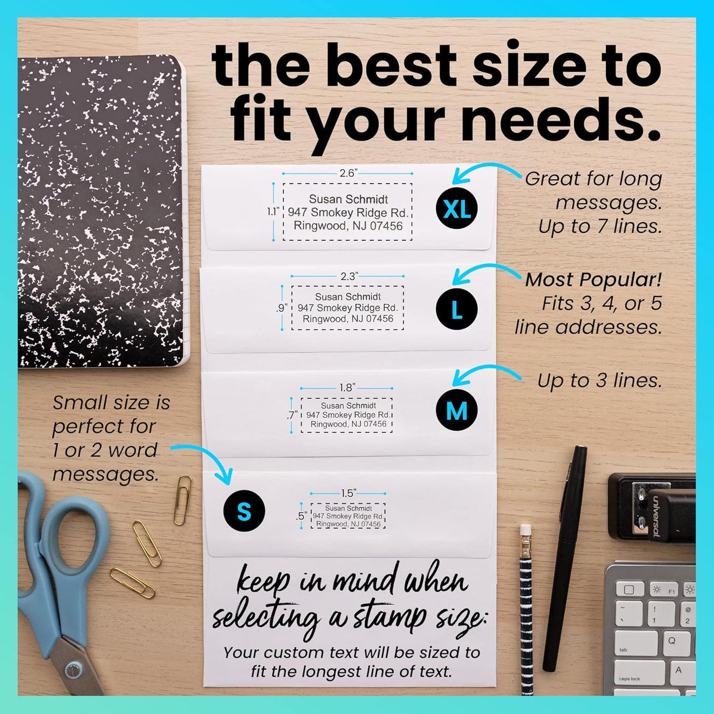 ExcelMark Custom Stamp – Clear & Crisp Impressions – Personalized Self-Inking Rubber Stamp – Use for Address Stamp and More (Extra Large)