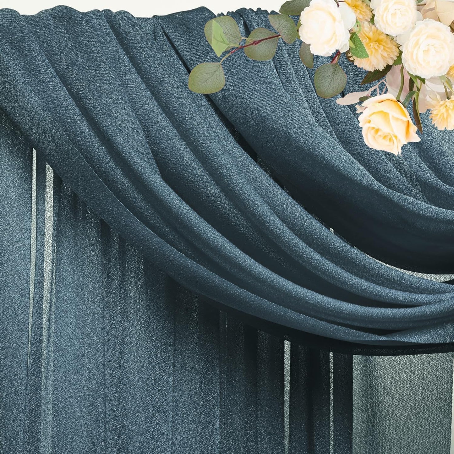 Wokceer Wedding Arch Draping Fabric Grey Blue 28.7" x 20FT Sheer Drapes Backdrop for Ceremony, Birthday Party, Bridal Shower Decoration