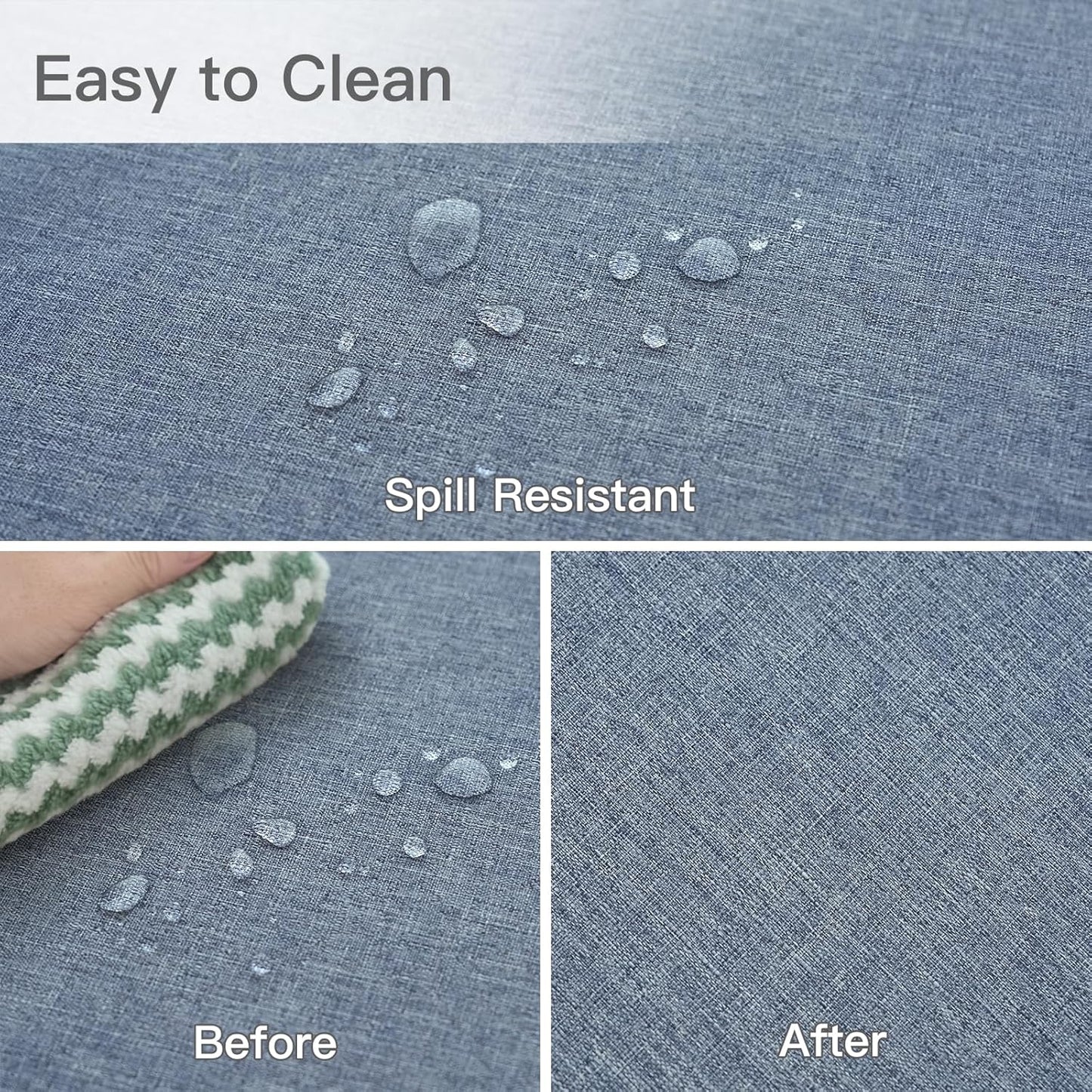 maxmill Linen Textured Rectangle Tablecloth Water Resistant Wrinkle Free Spill-Proof Stain Proof Table Cloth for Dining Room Decoration Banquet Party Wedding Holiday Dinner, 52 x 84 Inch Demin Blue