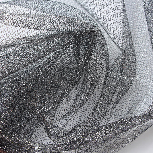 Glitter Tulle Fabric 56 Inch by 5.5 Yards Fabric Tulle Bolt for Wedding Christmas Decorations DIY White Tutu Baby Shower Table Skirt Ceiling Decor Birthday Party Craft Supplies-Black