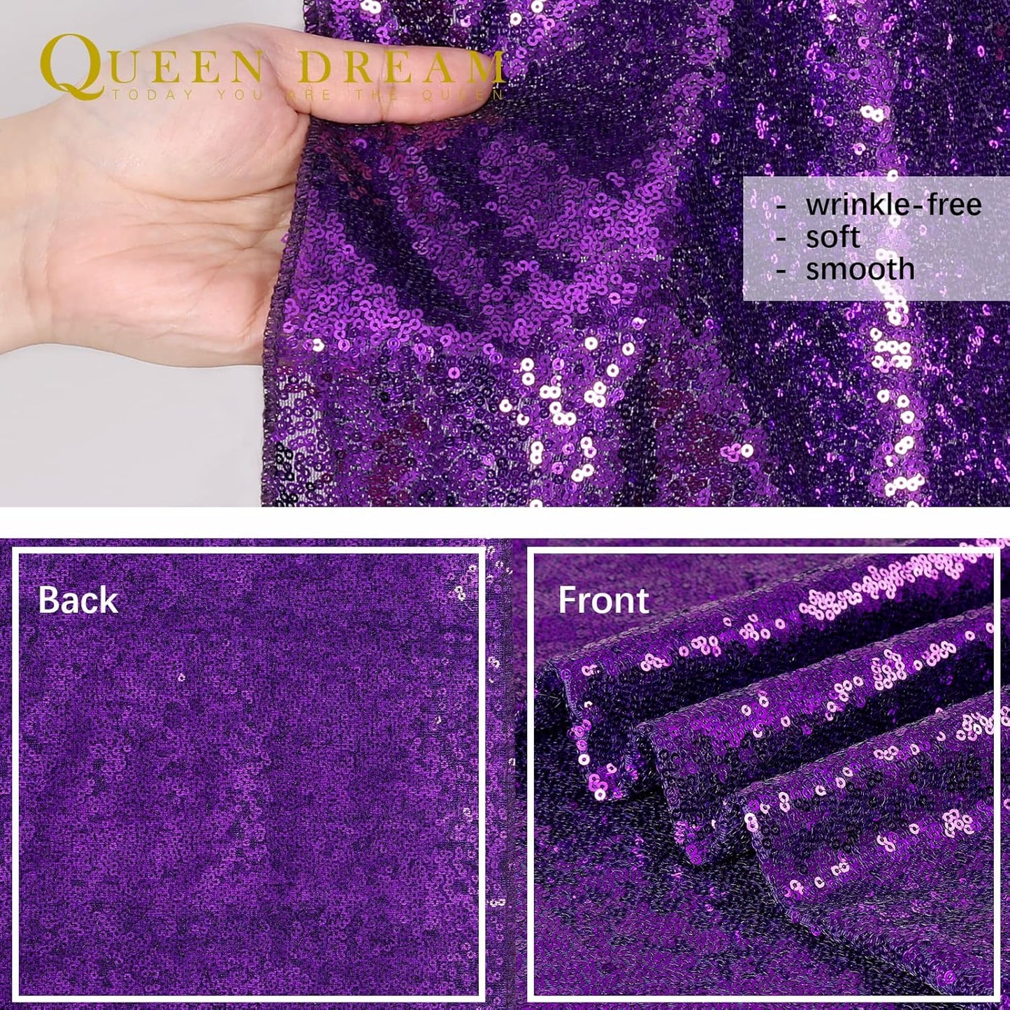 10ft x 10ft Purple Sequin Backdrop Glitter Halloween Party Backdrop Curtains Photo Background for Stage Wedding Baby Shower Decorations