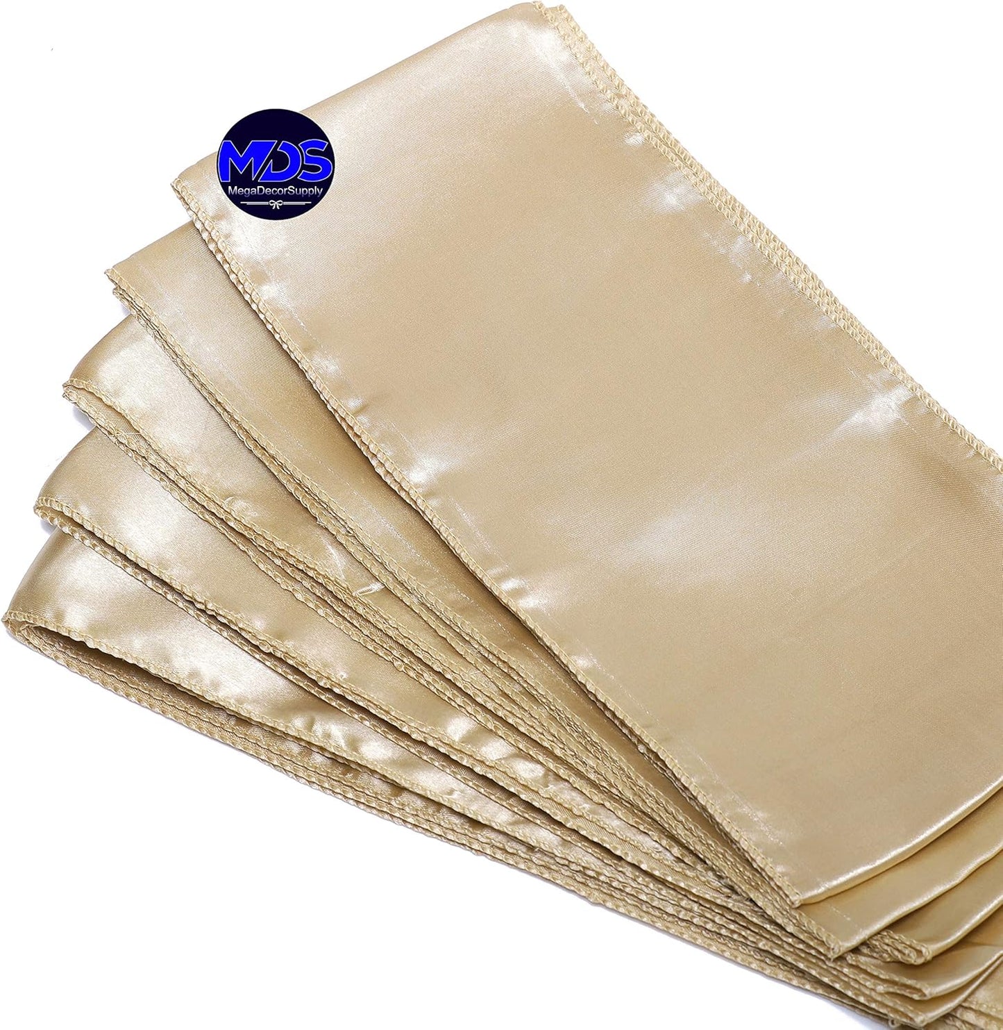 MDS Pack of 300 PCS Satin Chair Sashes Charmeuse Sateen Dining Chair Bows Ribbon Ties Back Sash for Wedding Party Birthday Home Hotel Restaurant Banquet Decoration (7 x 108 Inch, Champagne Gold)
