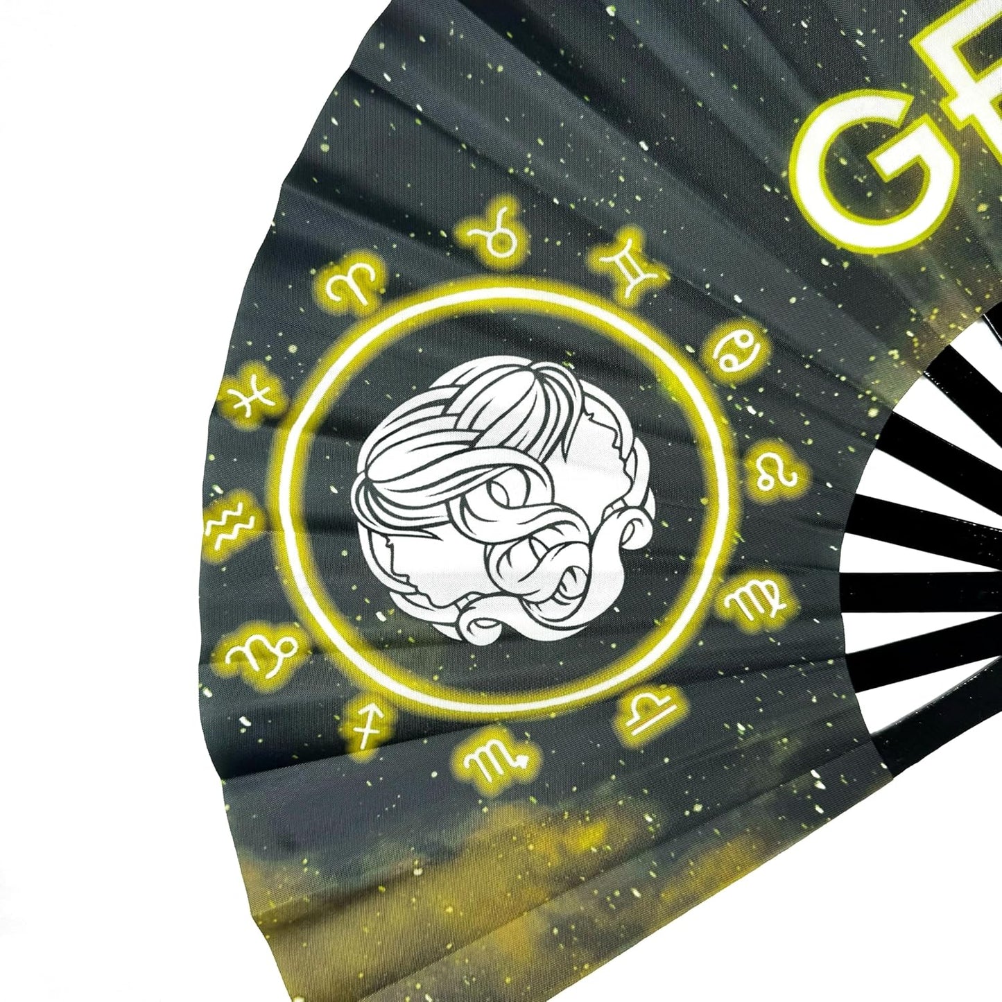 DeFlare | Cosmic Zodiac Rave Fan | Zodiac Sign Hand Fan | Astrology Rave Fan | Hand Fan | Large Rave Fan | Large Clacking Fan