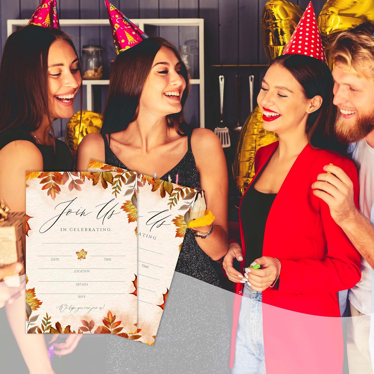 Join Us In Celebrating - Fall Invitation Cards with Envelopes Pack of 20 (4"x6") - Autumn Themed Leafy Invitations for Baby Shower, Wedding, Bridal Shower, Baptism, etc.(149)