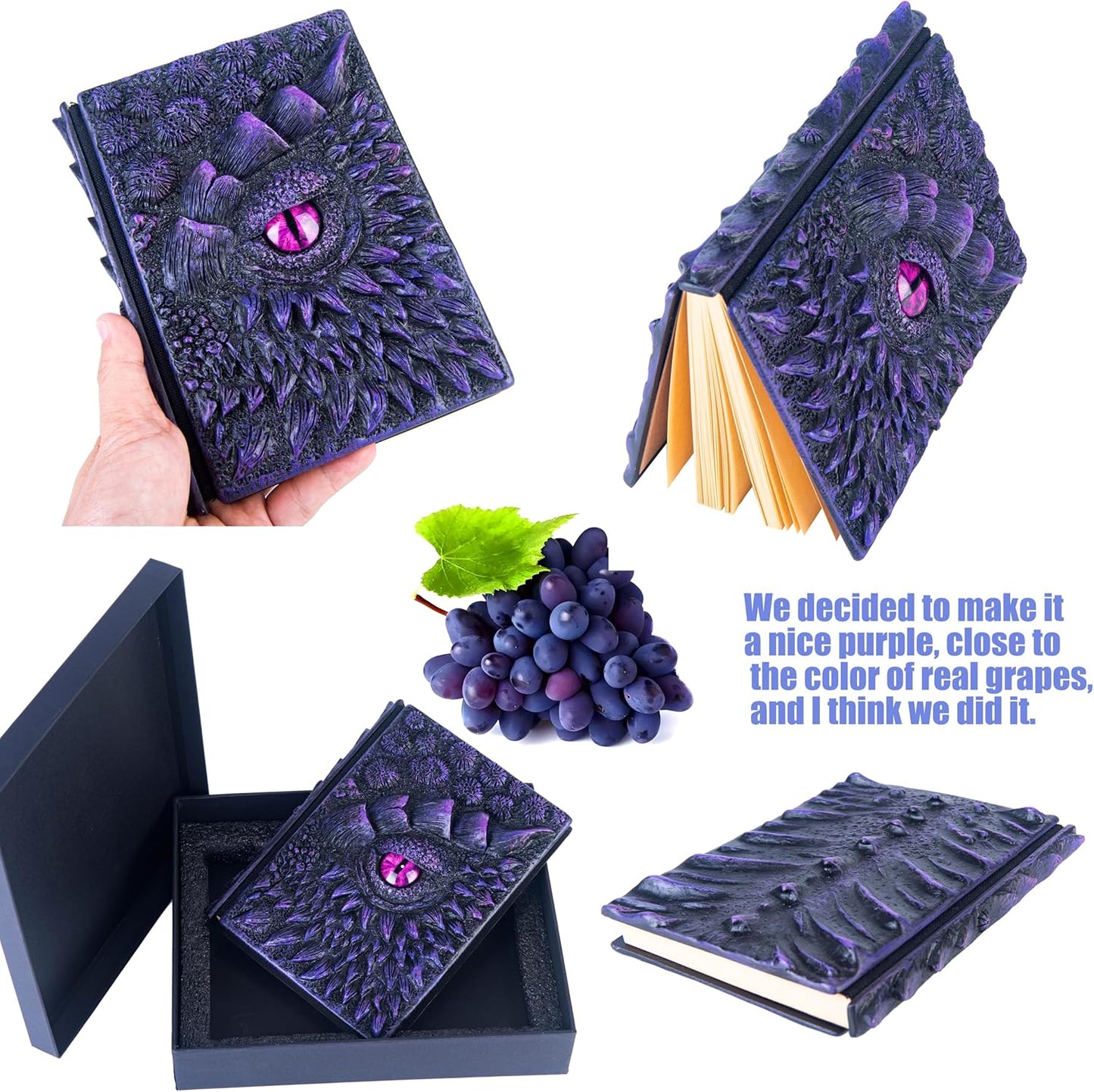 3D Dragon Eye Embossed Journal,Resin Engraving Notebook,Dnd notebook for Dragon Lovers ，Blank Paper,Hardcover Travel Notepad for Writing,Sketchbook,Collection,Gift,Decoration A4 and A5 Size (A5-Dark Purple)