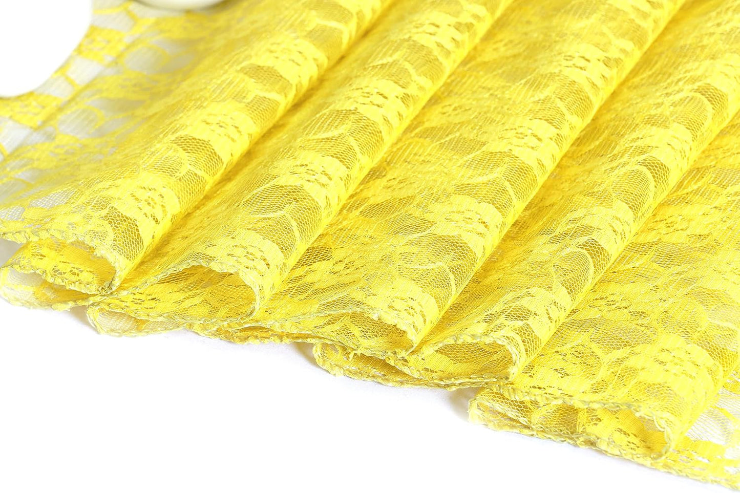 MDS Pack of 25Wedding 12 x 108 inches Lace Table Runner for Wedding, Decorations for Birthday Parties, Banquets, Graduations, Engagements, and Runners fit Rectangle, Round Table- Yellow