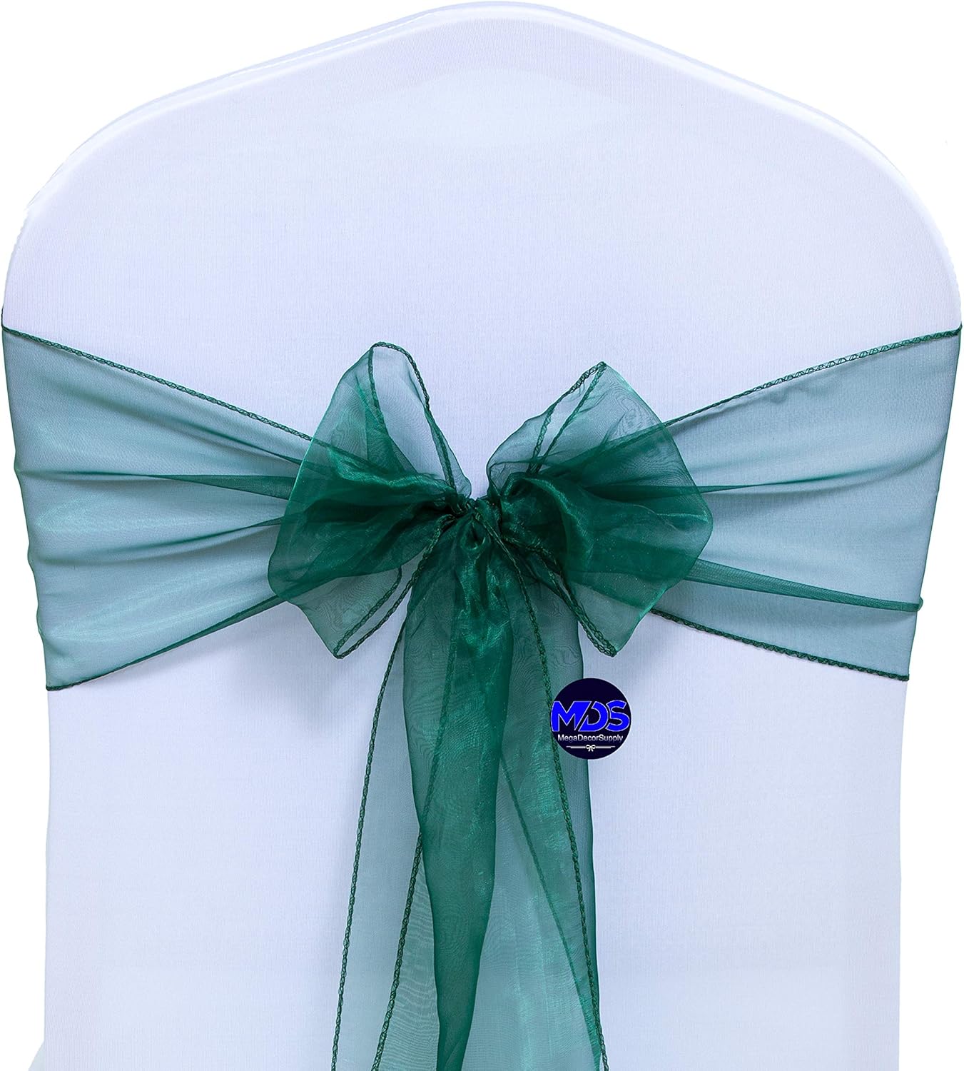 MDS Pack of 150 PCS Organza Chair Sashes Wider Dining Chair Bows Ribbon Tie Back for Wedding Party Birthday Bridal Shower Reception Event Banquet Home Chair Cover Decoration - Hunter Green