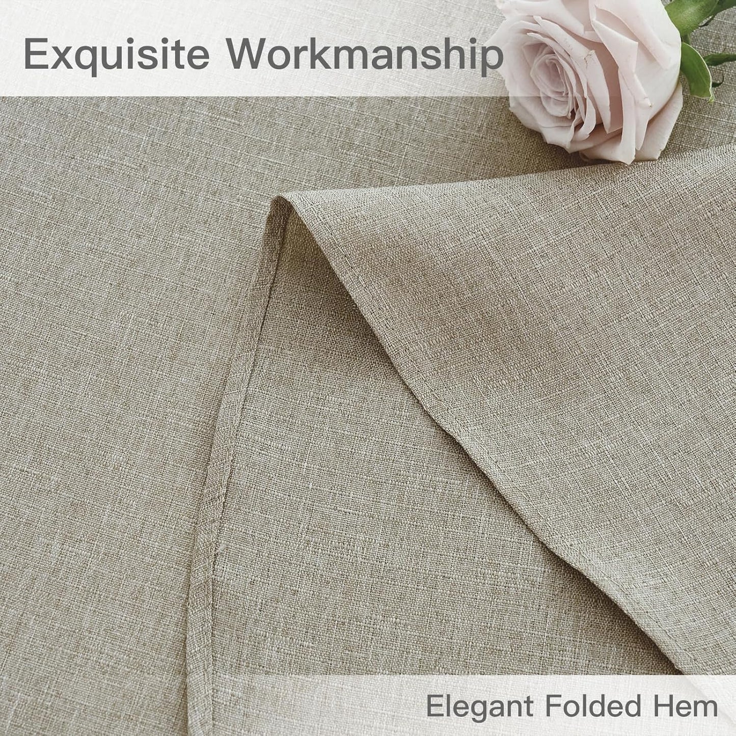 maxmill Round Linen Textured Tablecloth Spill-Proof Stainproof Wrinkle Free Washable Fabric Table Cloth for Circular Table Cover, Dining Room Buffet Banquet Parties Holiday Dinner, 70 Inch Linen