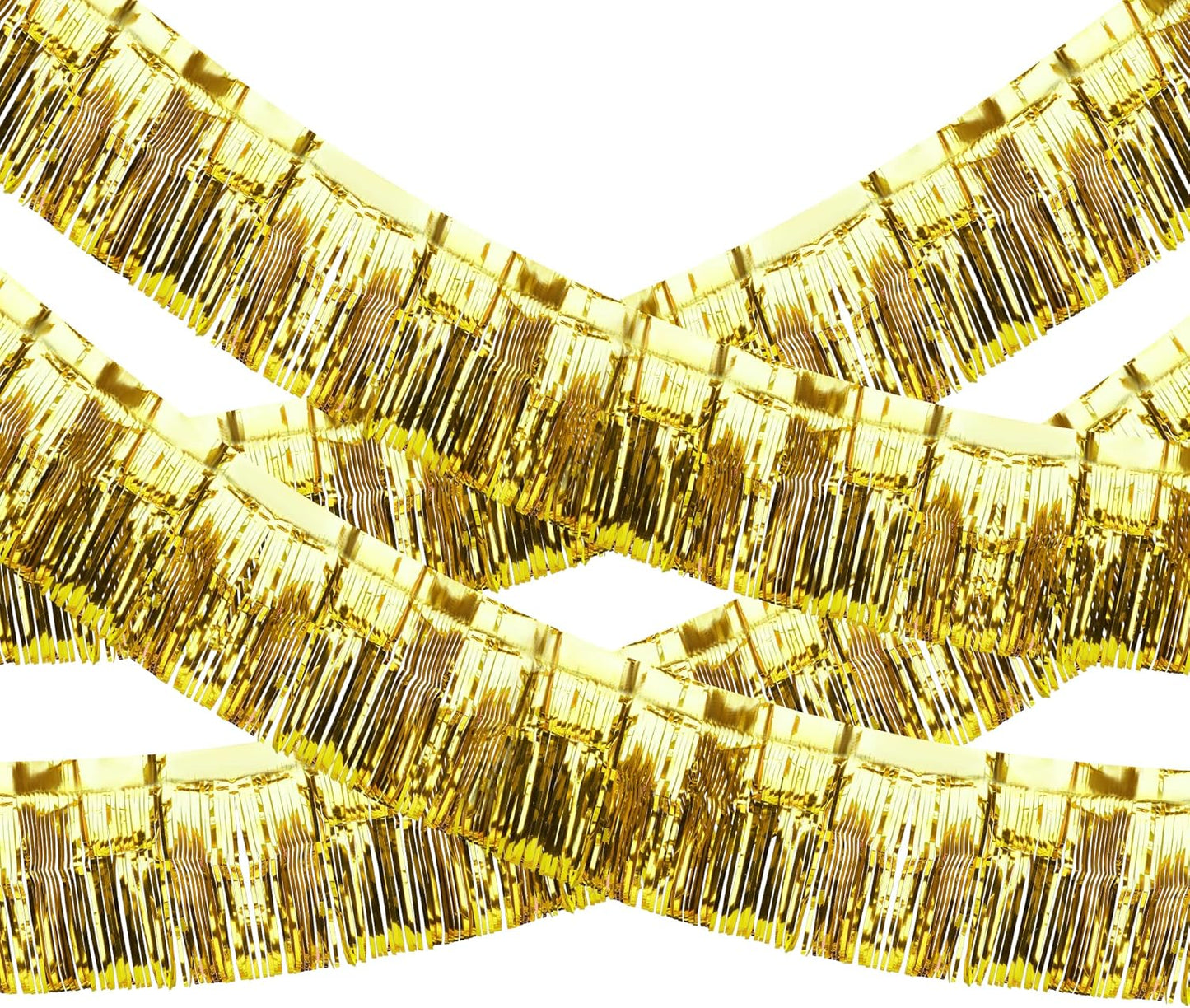 4 Pack Iridescent Float Fringe Curtains, Metallic Foil Fringe Garland Shiny Tassel Foil Float Parade Float Decorations for Trailer Car Graduation Homecoming Outdoor Indoor Party (Gold)