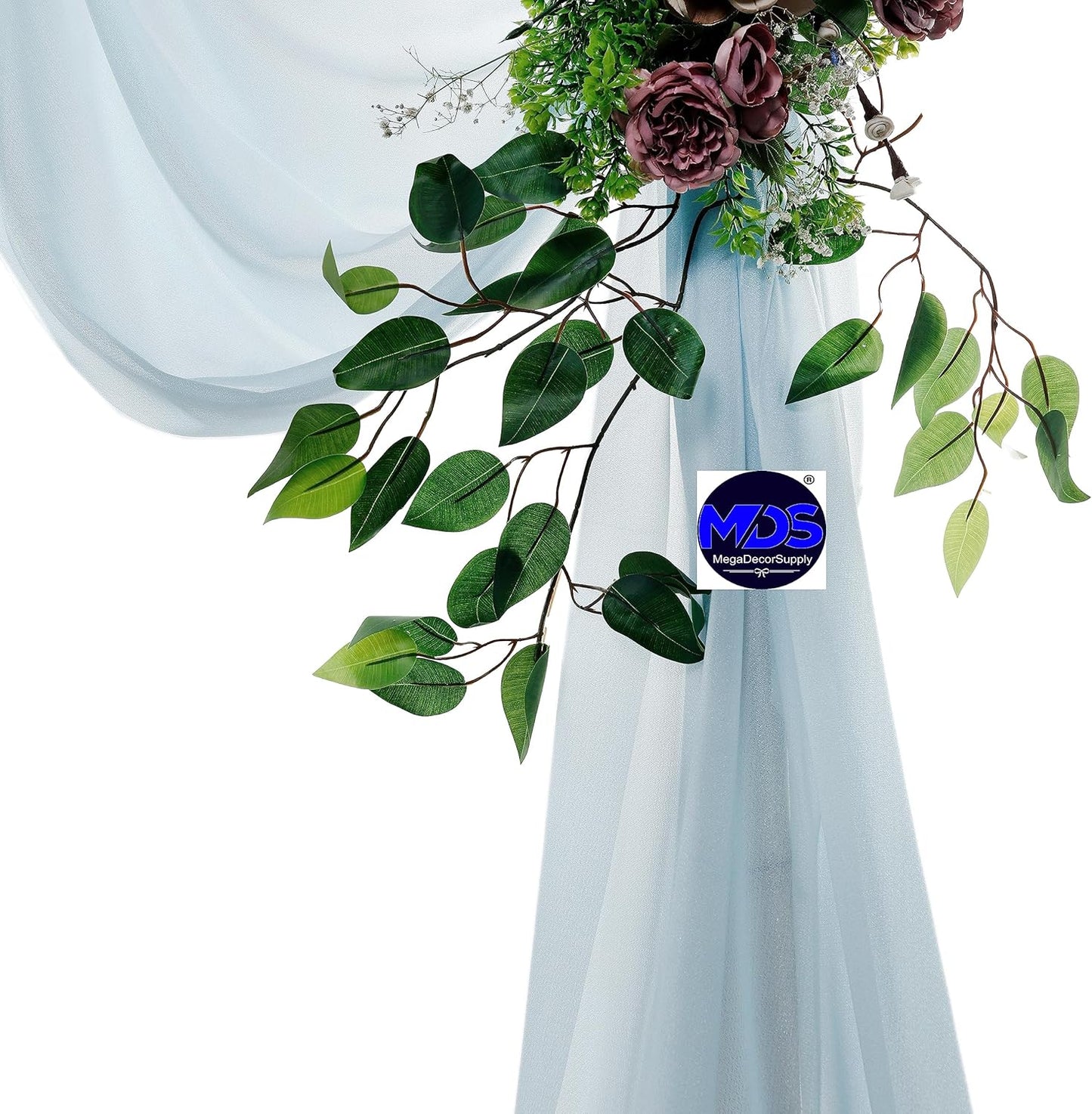 MDS Halloween Chiffon Draping Fabric - 2 Panel, 30" Wide x 75ft Long - Sheer Spooky Arbor & Canopy Drapery for Haunted House Backdrops, Party Ceilings, DIY Costumes & Themed Events - Baby Blue