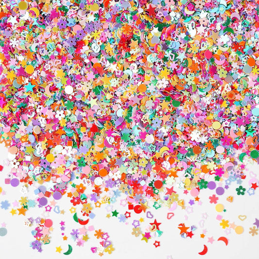 Multicolor Manicure Glitter Confetti 3.6oz/100g, Mixed Shapes Size 2-10mm for Party Decoration, DIY Crafts, Premium Nail Art Etc