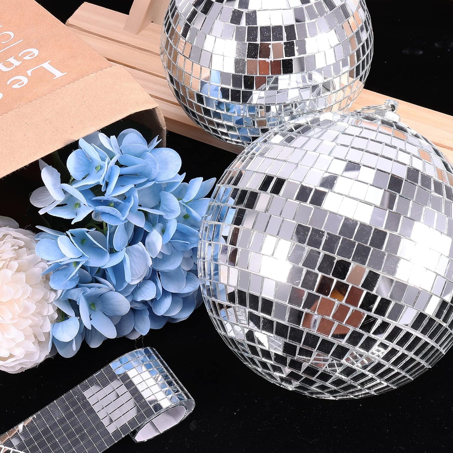 PP OPOUNT Disco Ball Tiles - 11800 Pcs, 5 x 5 mm Self-Adhesive, Mirror Tiles for Crafts & Art Collage, DIY Disco Balls, Indoor/Outdoor Decoration