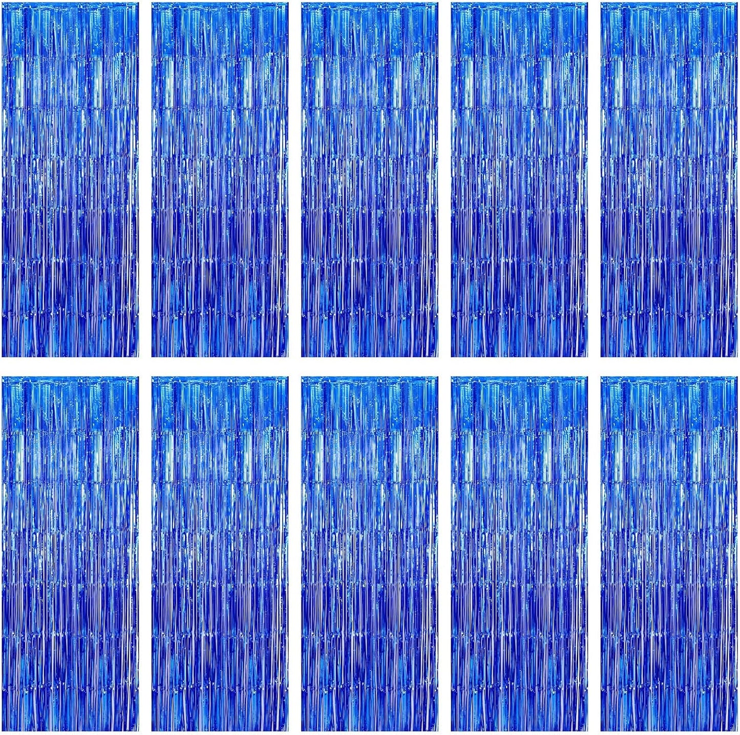 10 Pack Navy Foil Curtain Backdrop 3.2ft x 9.8ft Black Metallic Tinsel Foil Fringe Curtains Streamer Photo Booth Backdrop for Birthday Party Engagement Bachelorette Party Decorations (Navy)