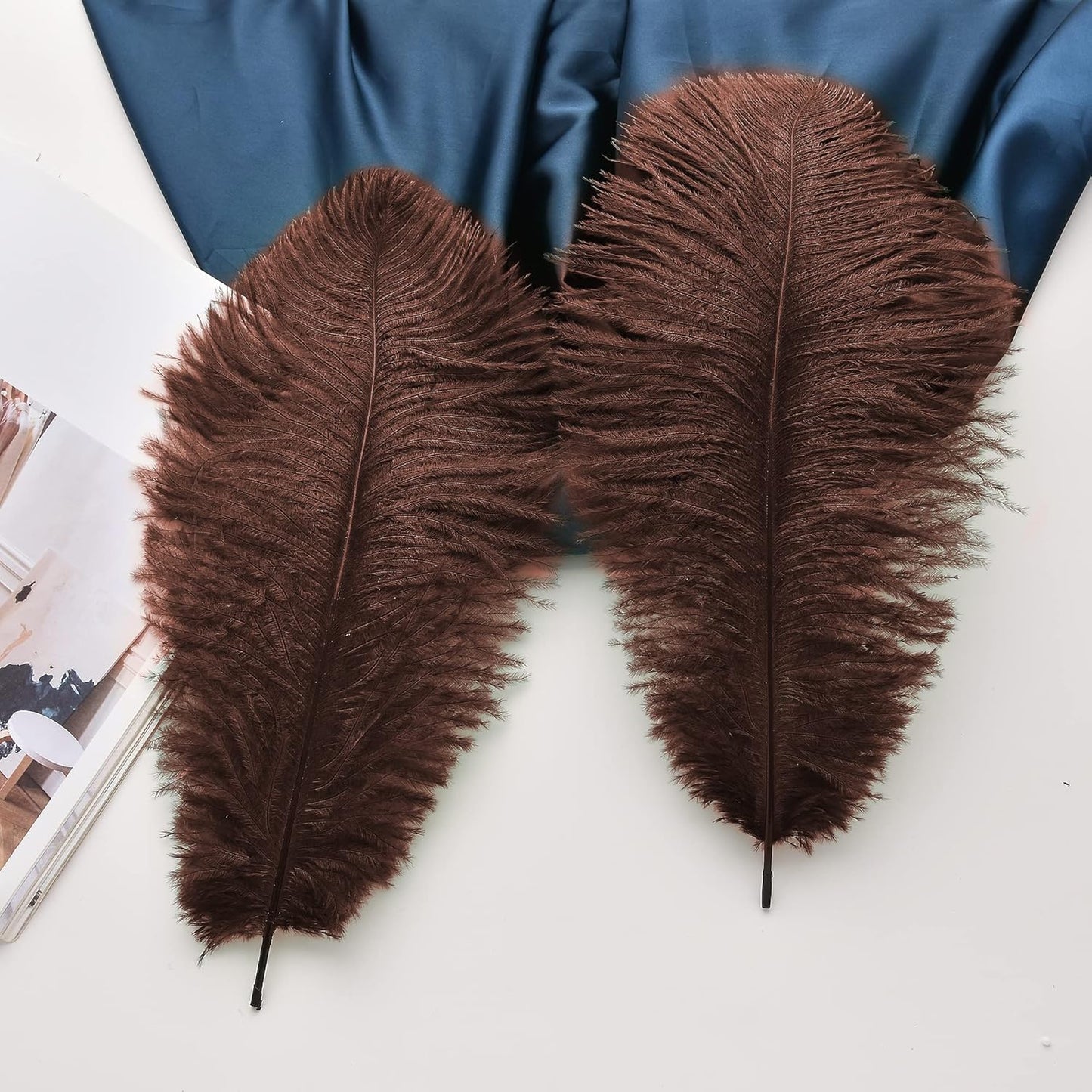 Ballinger Brown Big Ostrich Feathers - 24pcs 12-14inch Large Feathers for Party Centerpieces, Flower Arrangement and Home Decor