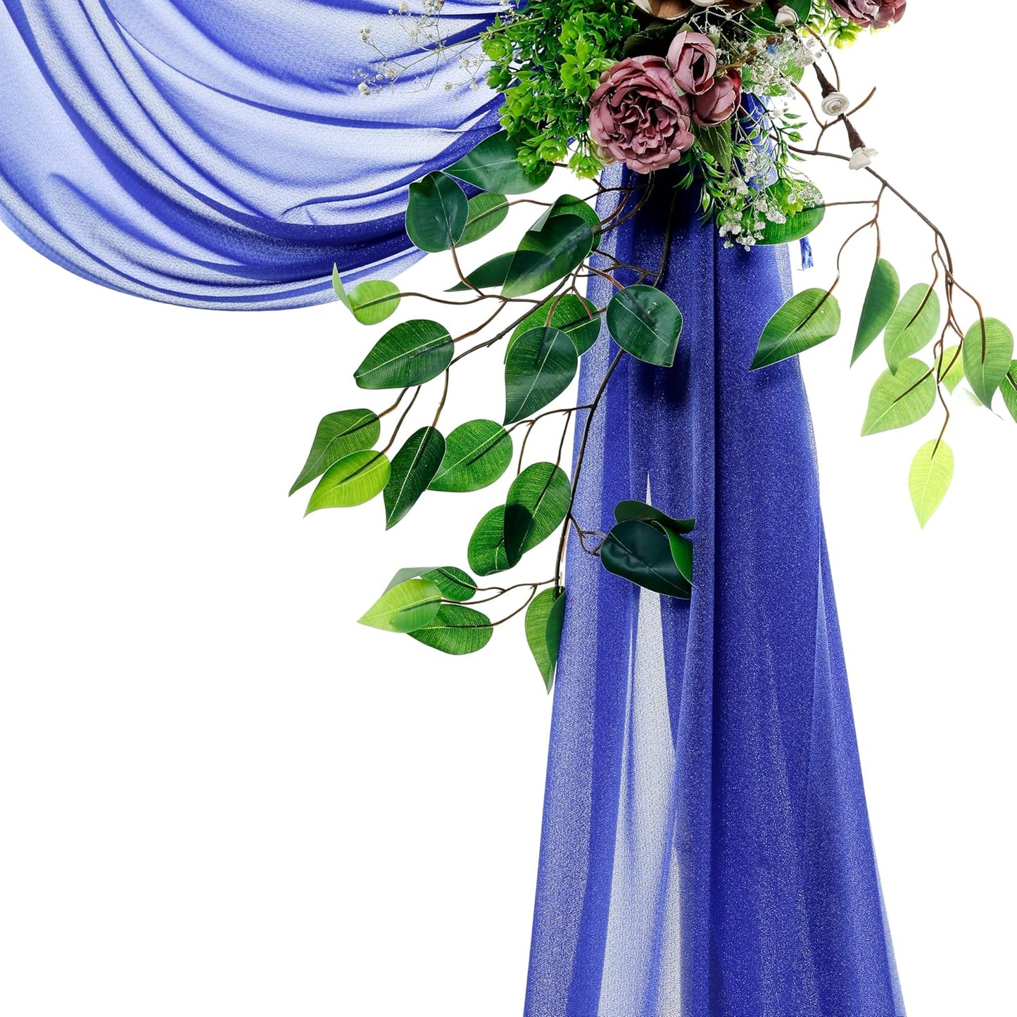 VDS Pack of 2 Panel (30 Inch X 100 Feet) Wedding Arch Draping Fabric Sheer Chiffon Fabric Drapery for Wedding Ceremony Reception Swag Backdrop Canopy Chuppah ARBO Altars Decoration (Royal Blue)