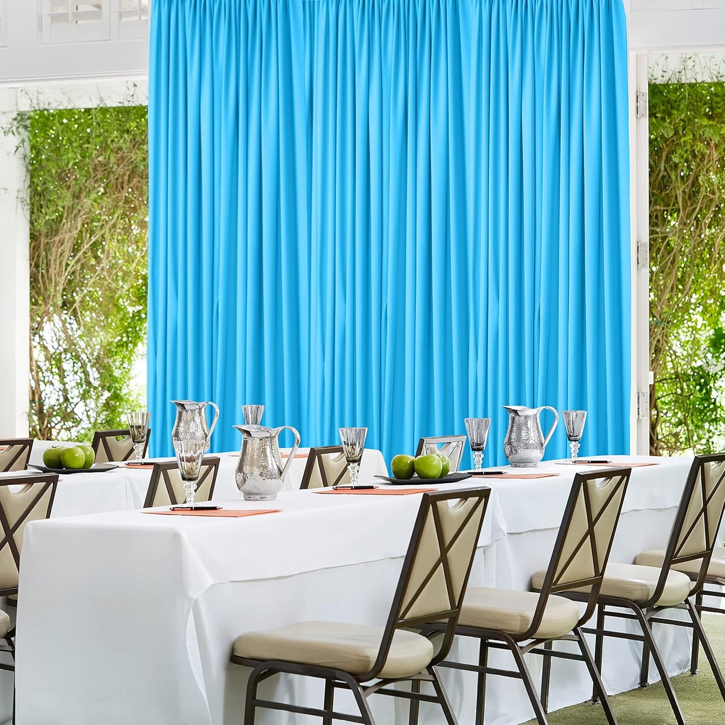 AK TRADING CO. 10 feet x 10 feet Polyester Backdrop Drapes Curtains Panels with Rod Pockets - Wedding Ceremony Party Home Window Decorations - Turquoise