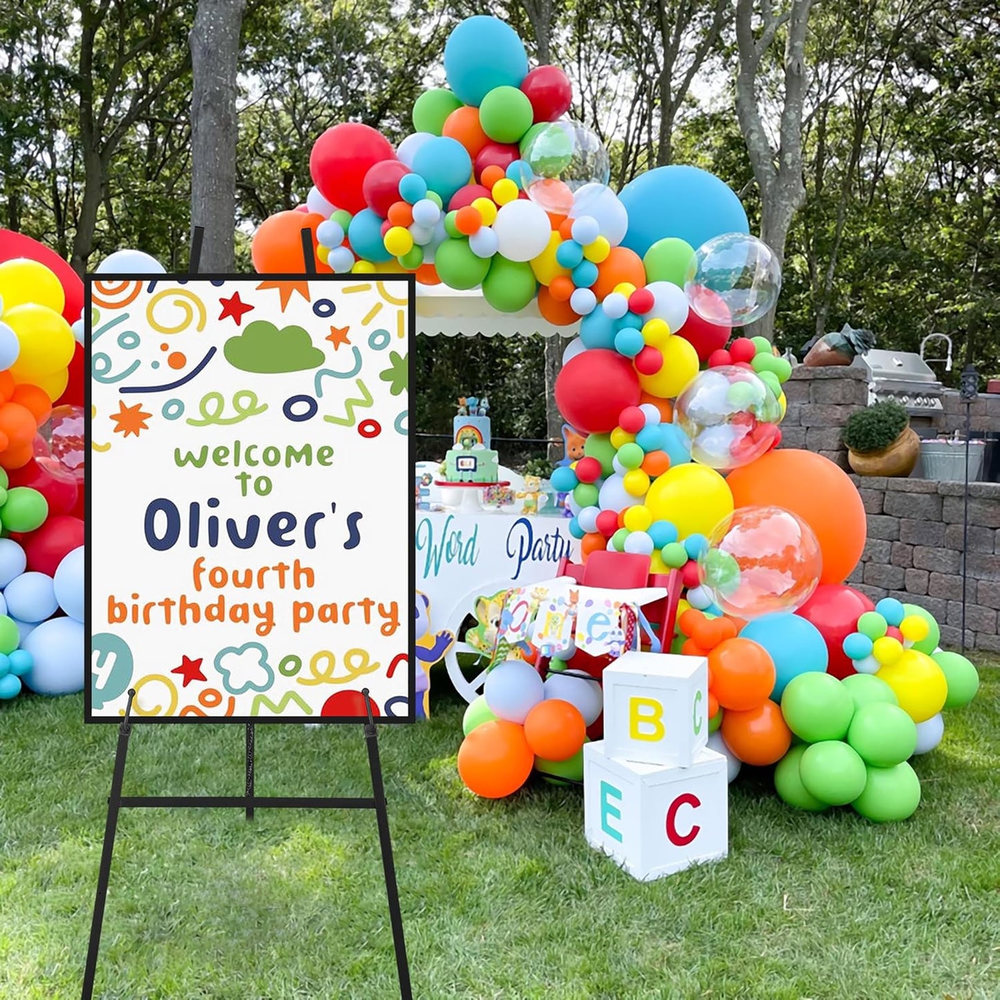 ARTASY 50" Black Easel Stand for Wedding Signs, Posters, Portable Artist Easel for Painting Canvas, Large Display Easel for Home and Office