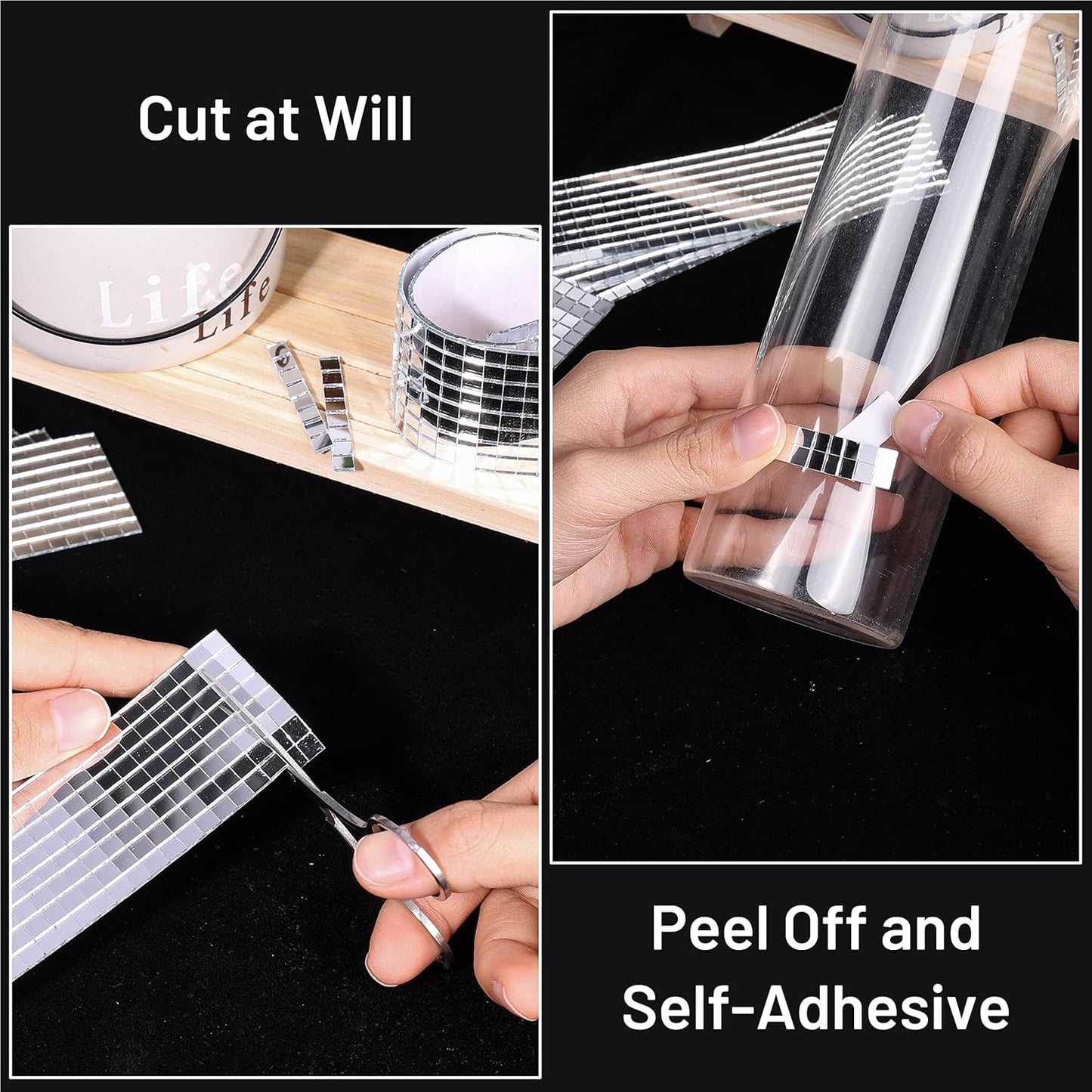 PP OPOUNT 7080 PCS Disco Ball Tiles, 5 x 5 mm Self-Adhesive Mini Mirror Tiles for DIY Craft Decoration, Art Collage, Indoor Outdoor Decoration (Silver)