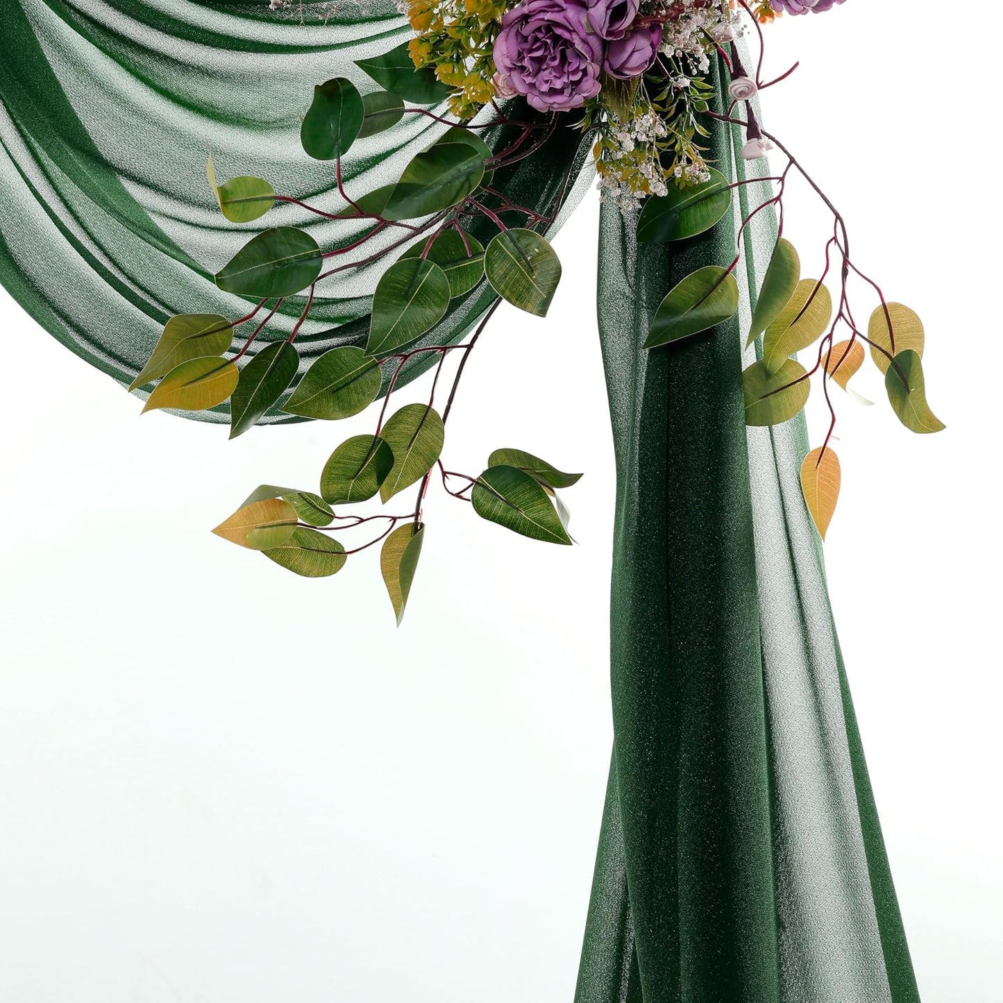 VDS Pack of 2 Panel (30 Inch X 40 Feet) Wedding Arch Draping Fabric Sheer Chiffon Fabric Drapery for Wedding Ceremony Reception Swag Backdrop Canopy Chuppah ARBO Altars Decoration (Hunter Green)