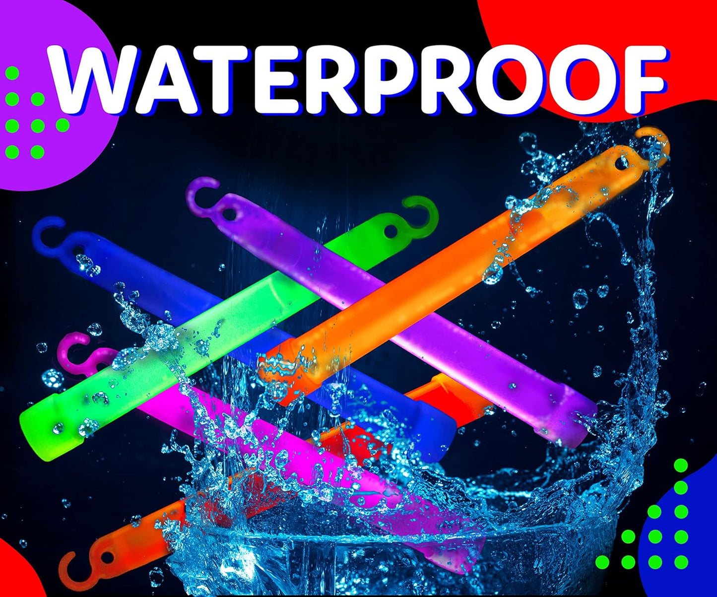 PartySticks Glow Sticks Party Supplies for Kids and Adults (30pk Assorted) - 6 Inch Bulk Glow Light Up Sticks Party Favors, Glow in the Dark Party Decorations, Waterproof Nontoxic Glow Necklaces