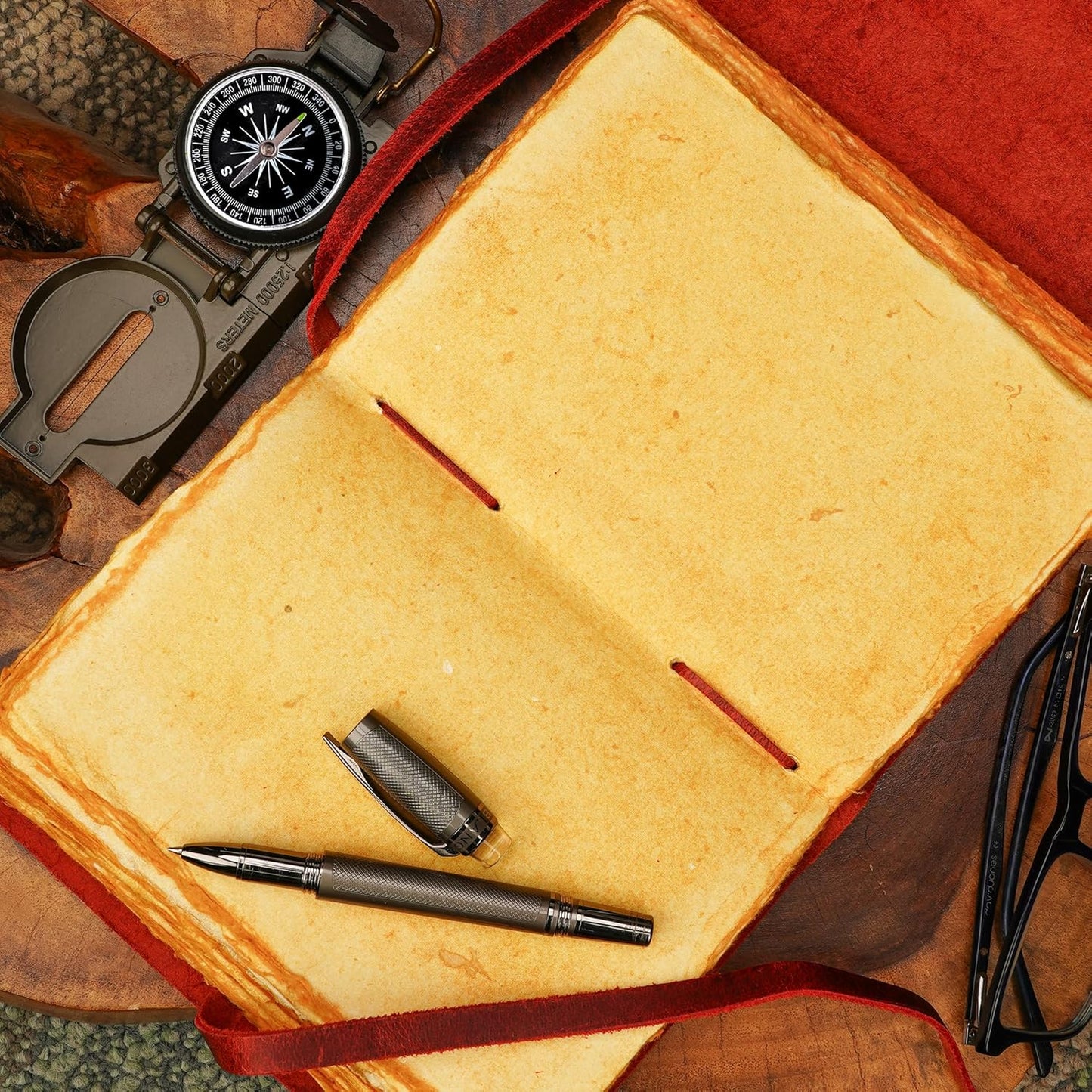 LUXEORIA Tree Of Life Leather Journal for Women and Men, Handcrafted Leather Journal for Writing Womens, Sketchbook, Travel Diary with Unlined Deckle Paper, Wine Red 6x8