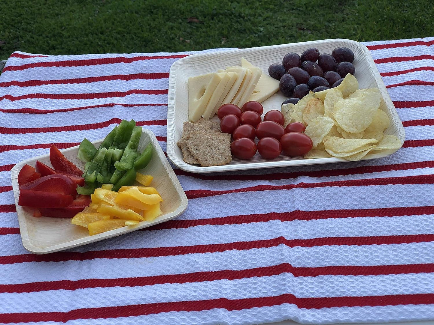 Raj Palm Leaf Plates Plates like Bamboo plates Disposable, Decorative Compostable Tableware for wedding, Lunch, Dinner, Birthday, Camping, Outdoor BBQ, Picnic (9.5"x100 7"x100 (200 Pack))