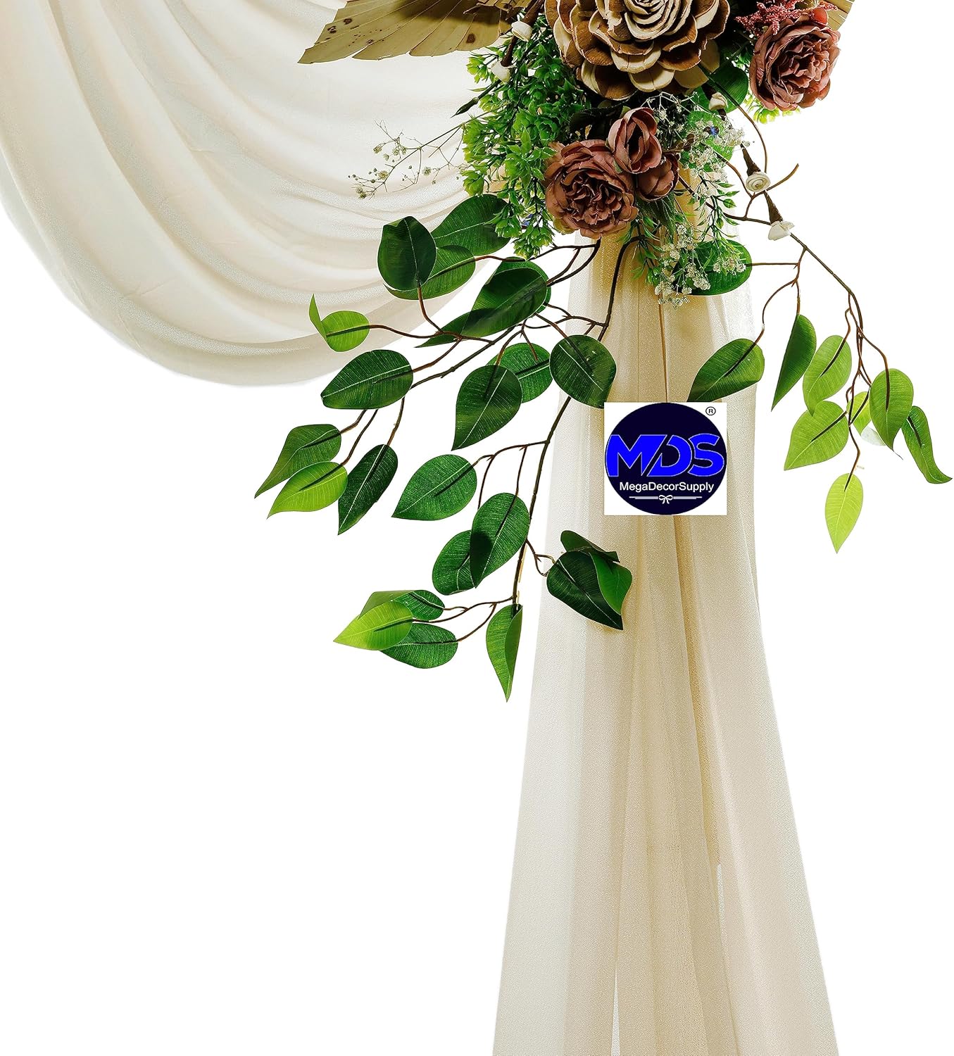 MDS Halloween Chiffon Draping Fabric - 1 Panel, 30" Wide x 20ft Long - Sheer Spooky Arbor & Canopy Drapery for Haunted House Backdrops, Party Ceilings, DIY Costumes & Themed Events - Champagne Gold