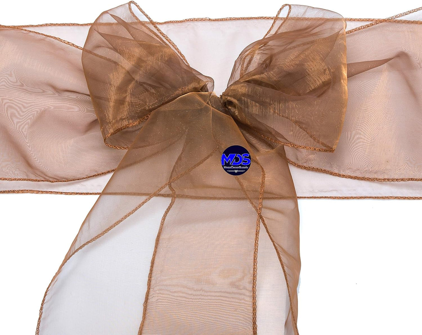 MDS Pack of 75 PCS Organza Chair Sashes Wider Dining Chair Bows Ribbon Tie Back for Wedding Party Birthday Bridal Shower Reception Event Banquet Home Chair Cover Decoration - Coffee