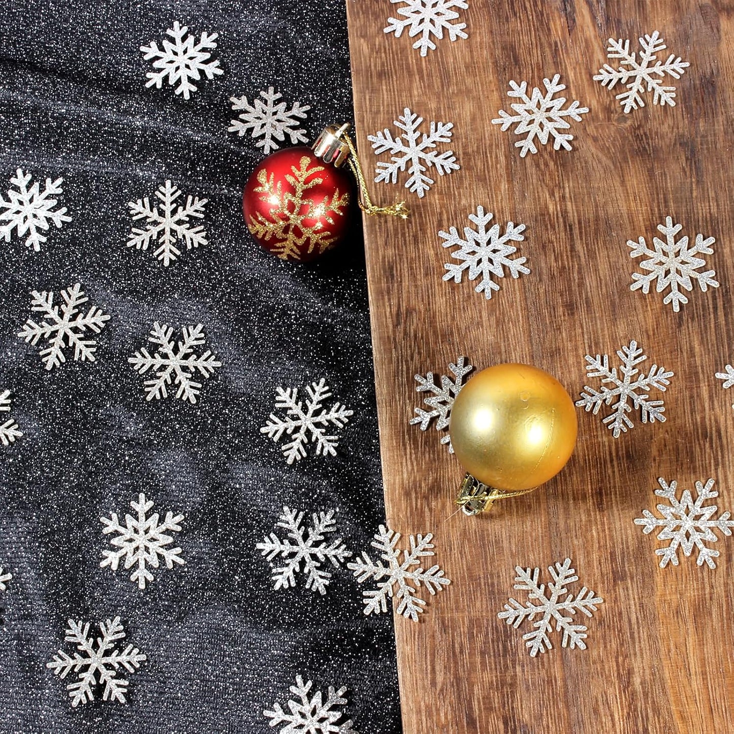 200PC Silver Glitter Snowflake Confetti Winter Wonderland Baby Shower Decoration Winter Onederland Table Scatter Christmas Wedding Birthday Party Supplies