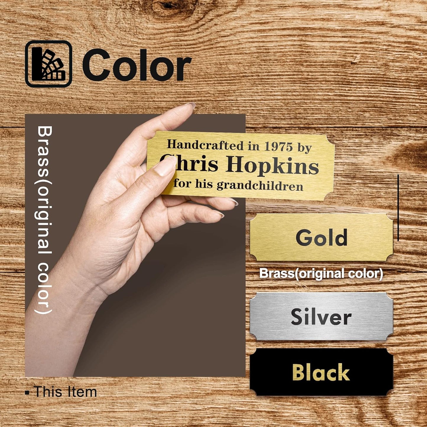 Caramel Sweet Life Personalized Name Plates, Solid Brass Engraved Plaque, Trophy Plates Engraved, Custom Name Plate with Adhesive Backing or Screws, 6" W x 2" H